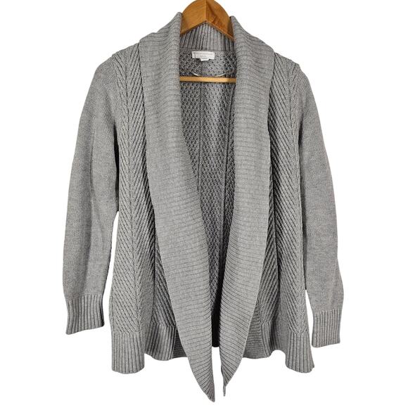 CHARTER CLUB WOMEN'S KNIT GRAY CARDIGAN SWATER SIZE PETITE MEDIUM - Picture 1 of 8